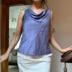 Sleeveless Blouse.  100% Silk.  Violet blue color.